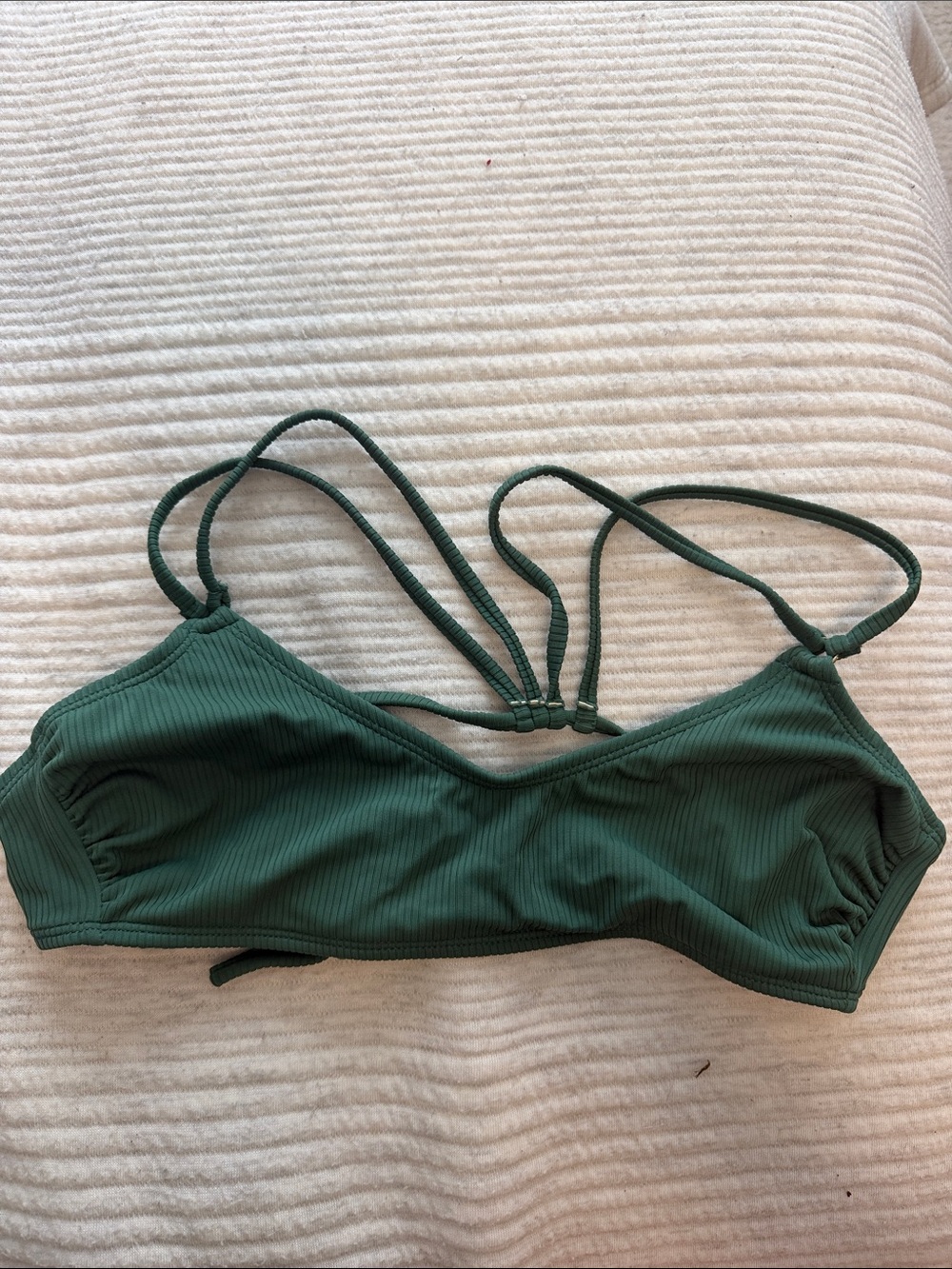 Xhilaration Ribbed Strappy Bikini Top in Dark Green